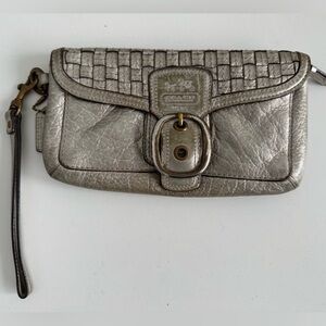 Coach Metallic Silver Wristlet